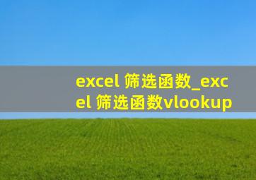 excel 筛选函数_excel 筛选函数vlookup